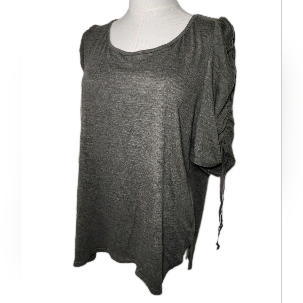 Ruched Blouse Round Neck Top by Max Studio Size M